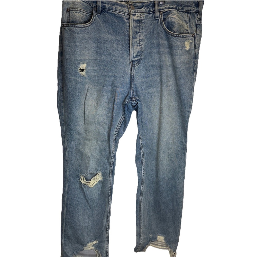 we the‎ free mid rise regular jeans distressed raw hem size 30 light wash